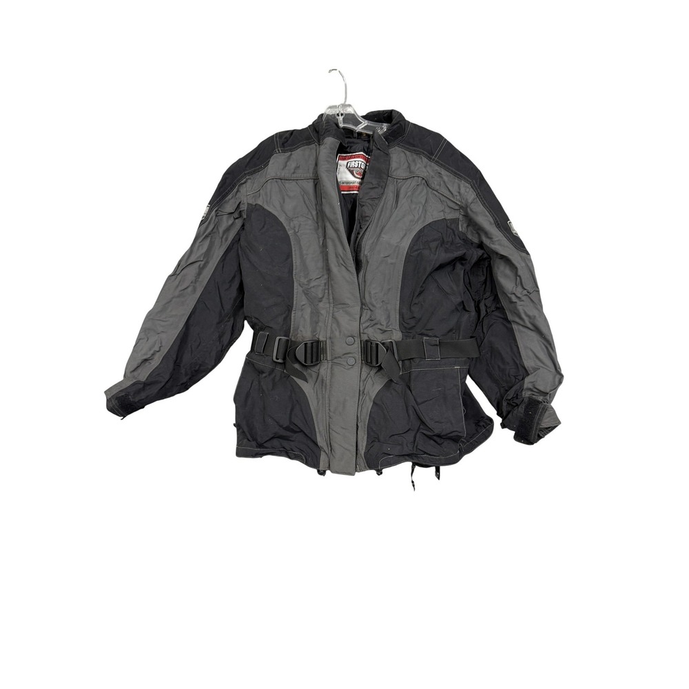 Vintage Firstgear Motorcycle Jacket Mens Medium‎ Black Gray Textile Touring Y2K